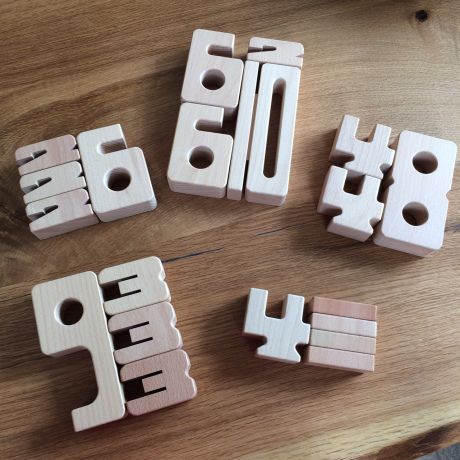 Wooden Number Blocks Learning Toy - Set of 10, Numbers 0-9, Birch Ply