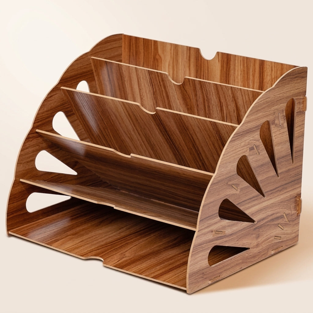 Wooden Magazine Holder - Angled Rack for Magazines, Mail & Files