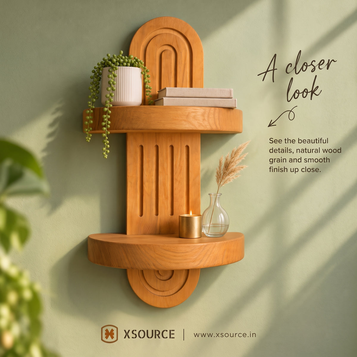 Wooden Wall Shelf - Seasoned Pine, 1 Tier or 2 Tier