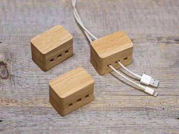 Wooden Desk Organizer Set – Laptop Stand, Mobile Holder & Cable Organizer Combo for Office