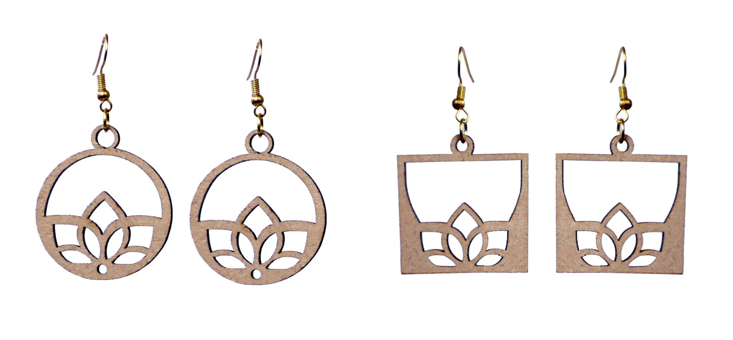 Wooden Heart Style Earrings with Jewelry Organizer Box Set of 6 Pairs for Women and Girls