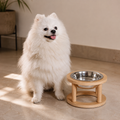 Wooden Dandi Pet Bowl Stand - Burmese Teak Rod, Single/Double/Triple Bowl