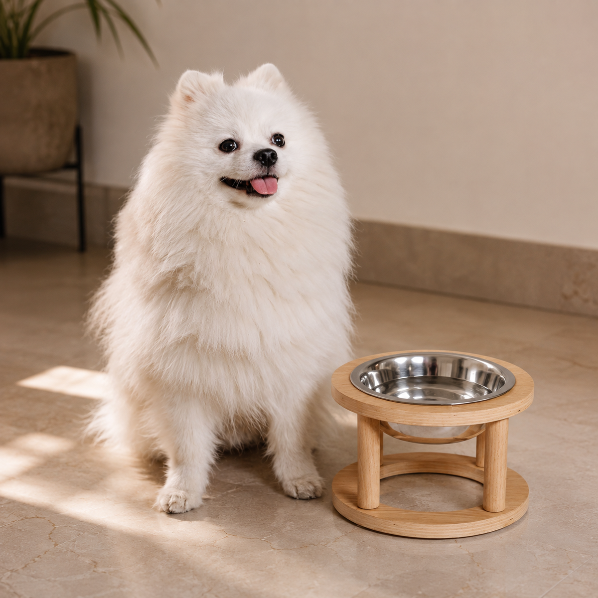 Wooden Dandi Pet Bowl Stand - Burmese Teak Rod, Single/Double/Triple Bowl