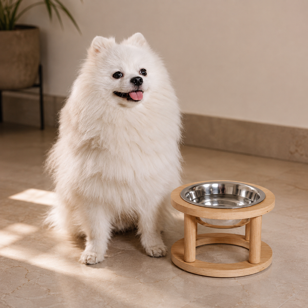 Wooden Dandi Pet Bowl Stand - Burmese Teak Rod, Single/Double/Triple Bowl