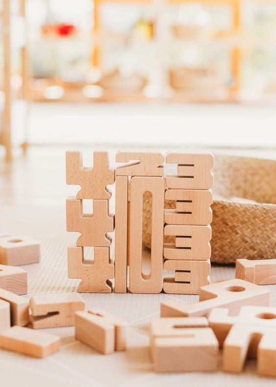 Wooden Number Blocks Learning Toy - Set of 10, Numbers 0-9, Birch Ply