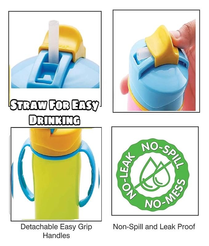 Baby Sipper Cup with Straw Leak-Proof, Dual Handle, Flip-Top Lid