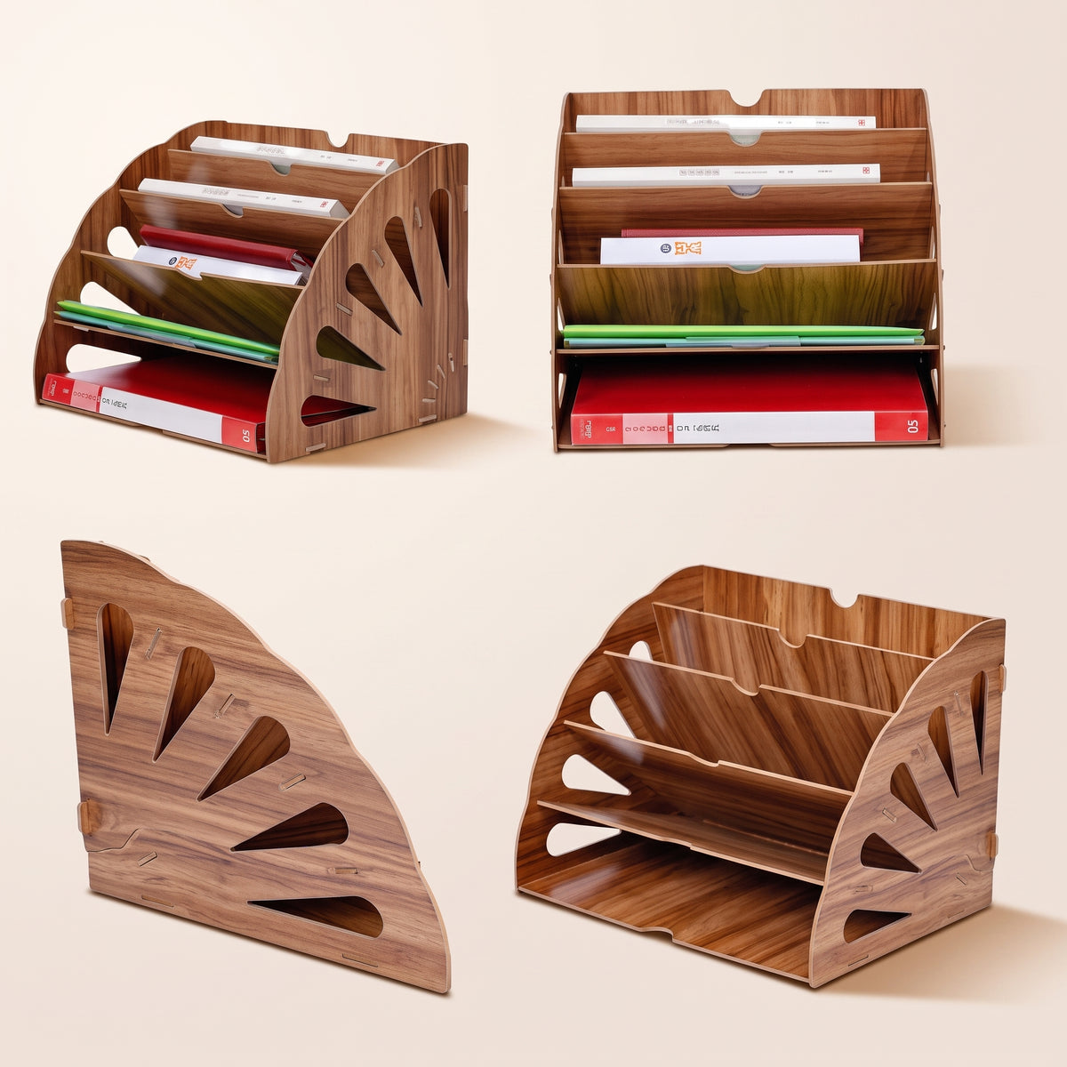 Wooden Magazine Holder - Angled Rack for Magazines, Mail & Files