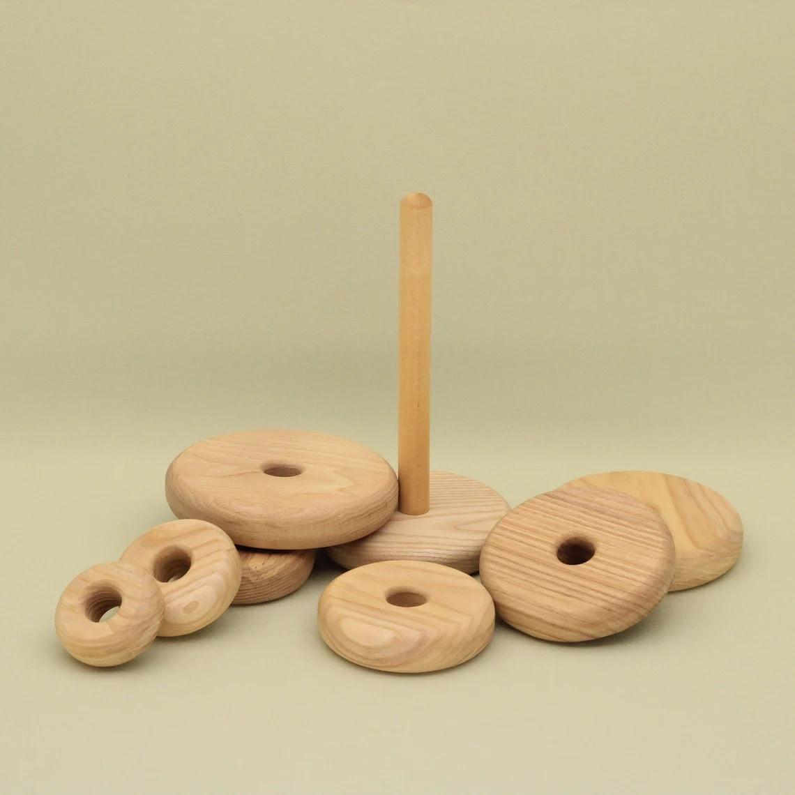 Wooden Stacking Toy - Square, Round & Triangle, 7-Piece Set