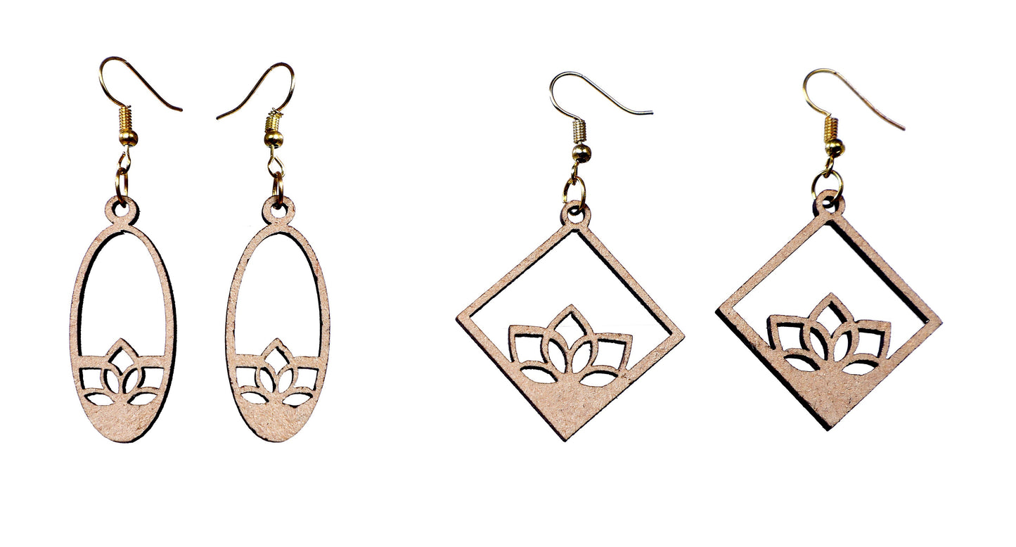 Wooden Heart Style Earrings with Jewelry Organizer Box Set of 6 Pairs for Women and Girls