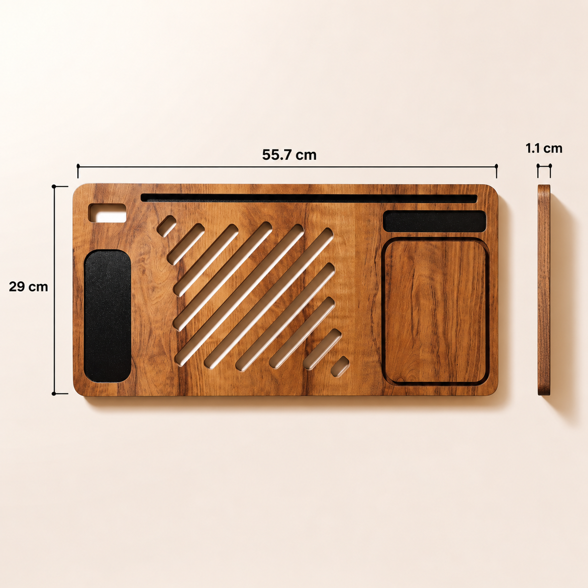 Wooden Lap Desk - Cross & Round Design, Stable Laptop/Notebook Surface