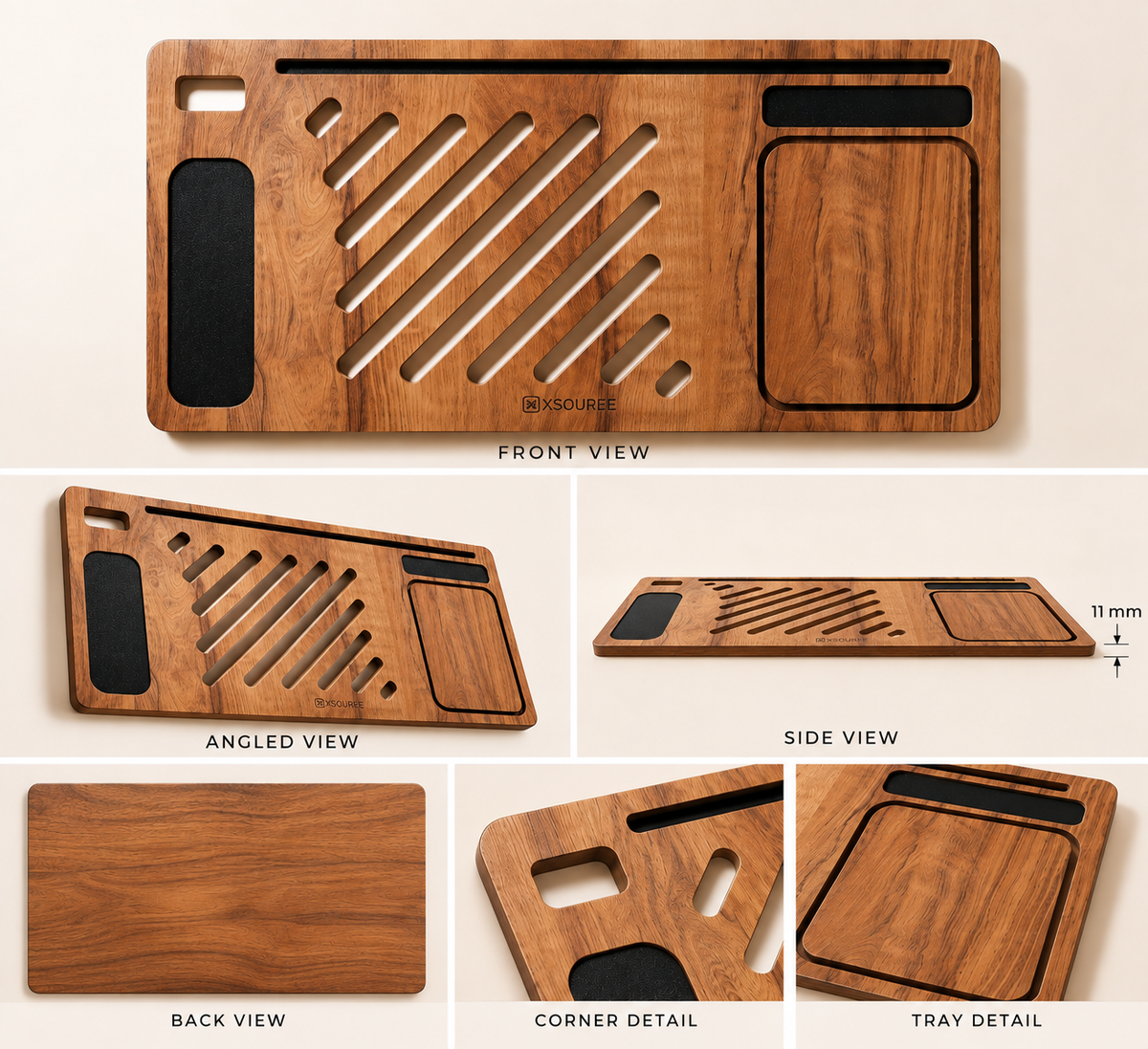 Wooden Lap Desk - Cross & Round Design, Stable Laptop/Notebook Surface