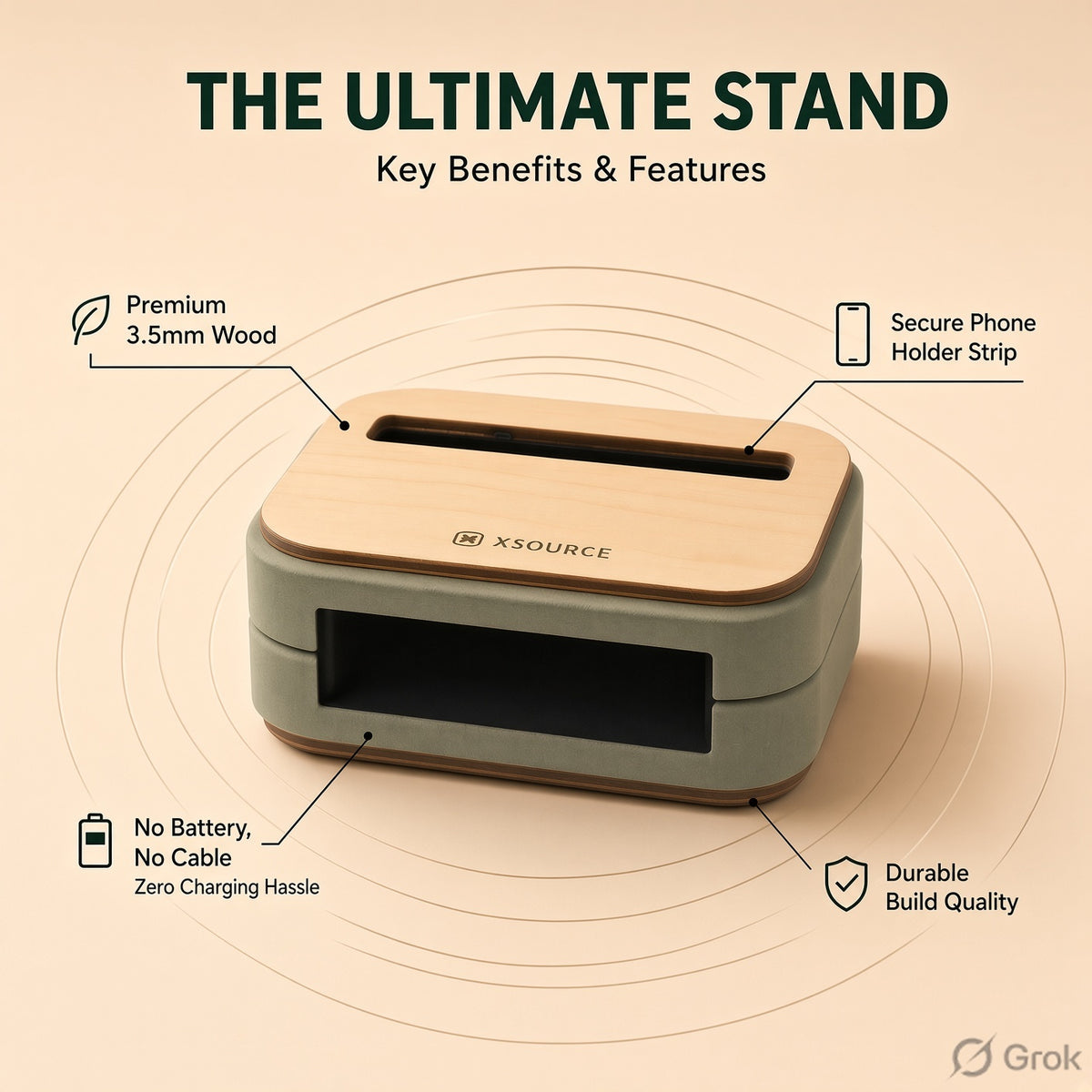 Wooden Mobile Sound Enhancer Phone Stand - Louder Sound, No Power Needed