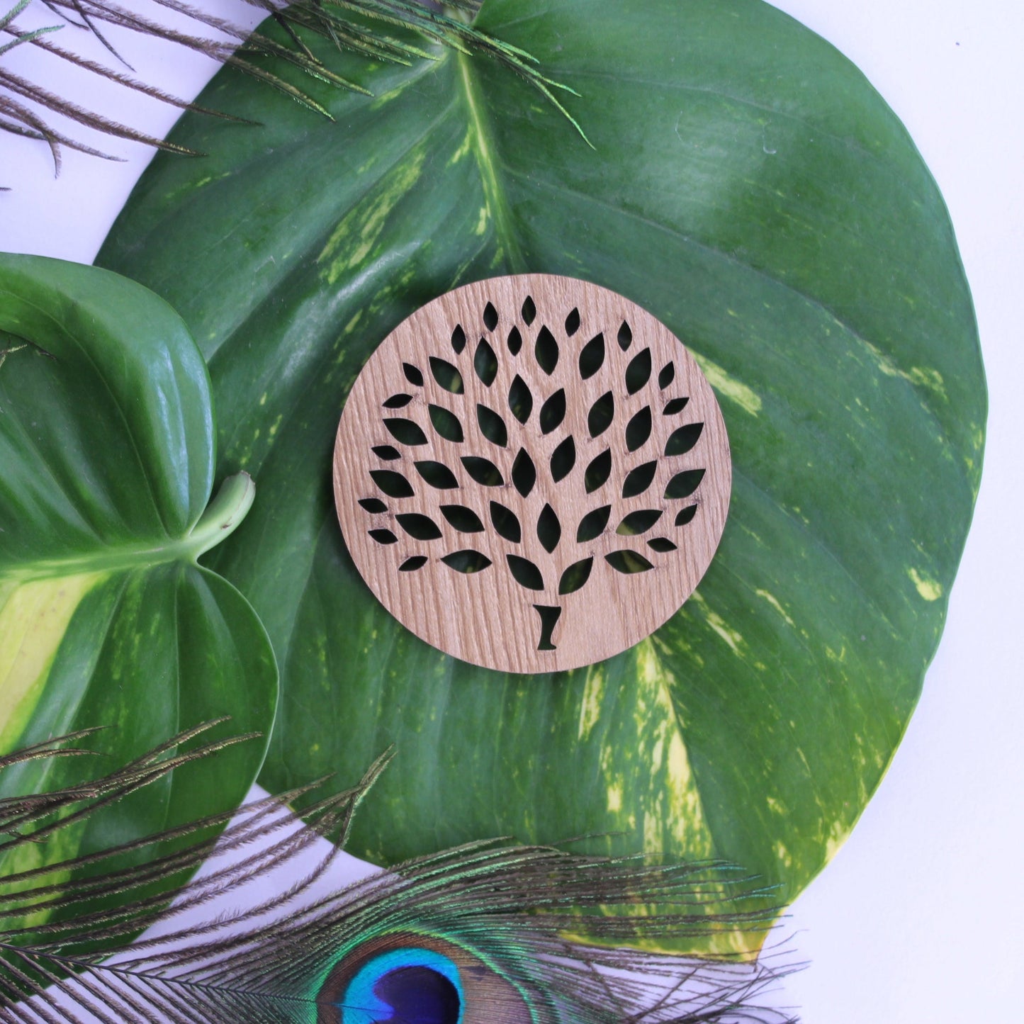Wooden Golden Tree Tea Coasters Set of 6