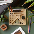 Wooden Desk Organiser Tray with Compartments - Design 6 (Set of 4 Triangle Trays)