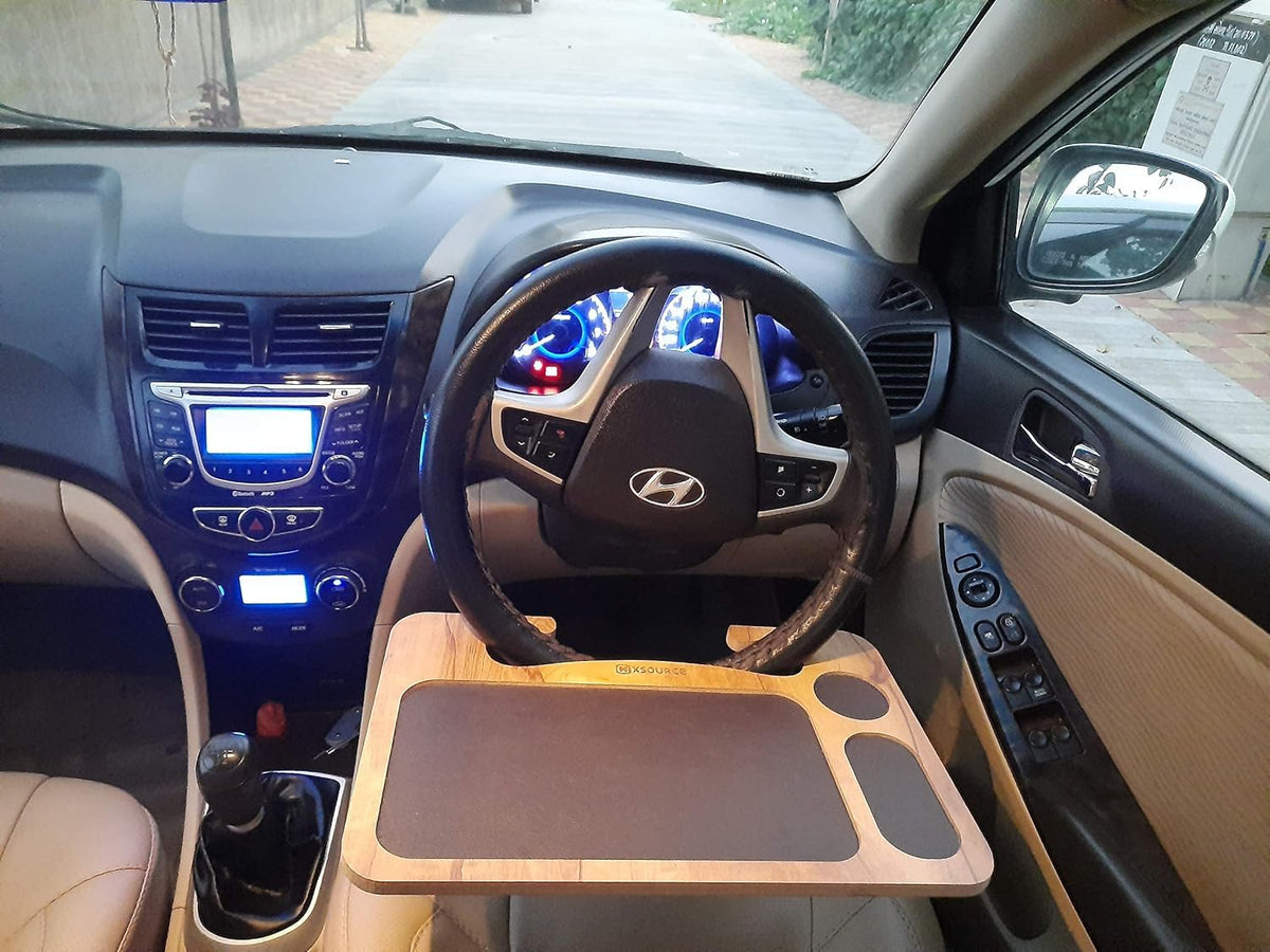 Wooden Steering Wheel Car Food Tray - Birch Ply Lap Desk
