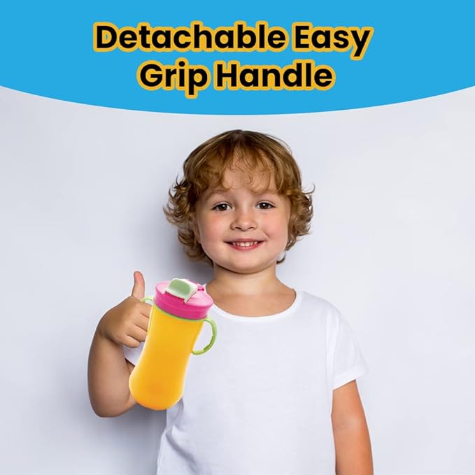 Baby Sipper Cup with Straw Leak-Proof, Dual Handle, Flip-Top Lid