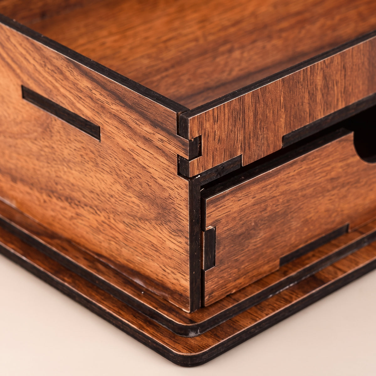 Wooden Desk Organizer - Pen & Mail Holder, Large/Small, Light Brown/Brown