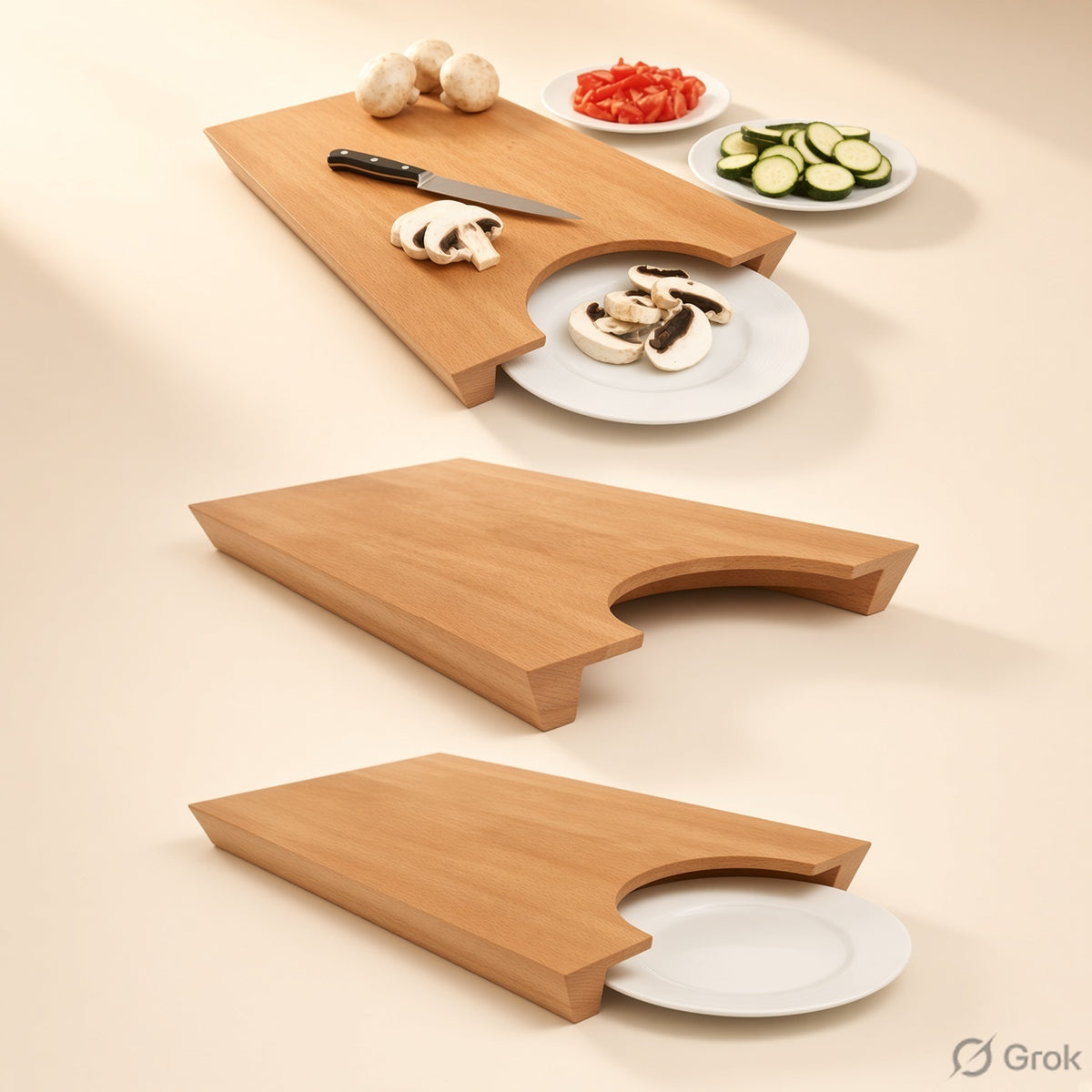 Wooden Chopping Board - Natural Rubberwood, Small/Large/With Serving Plate