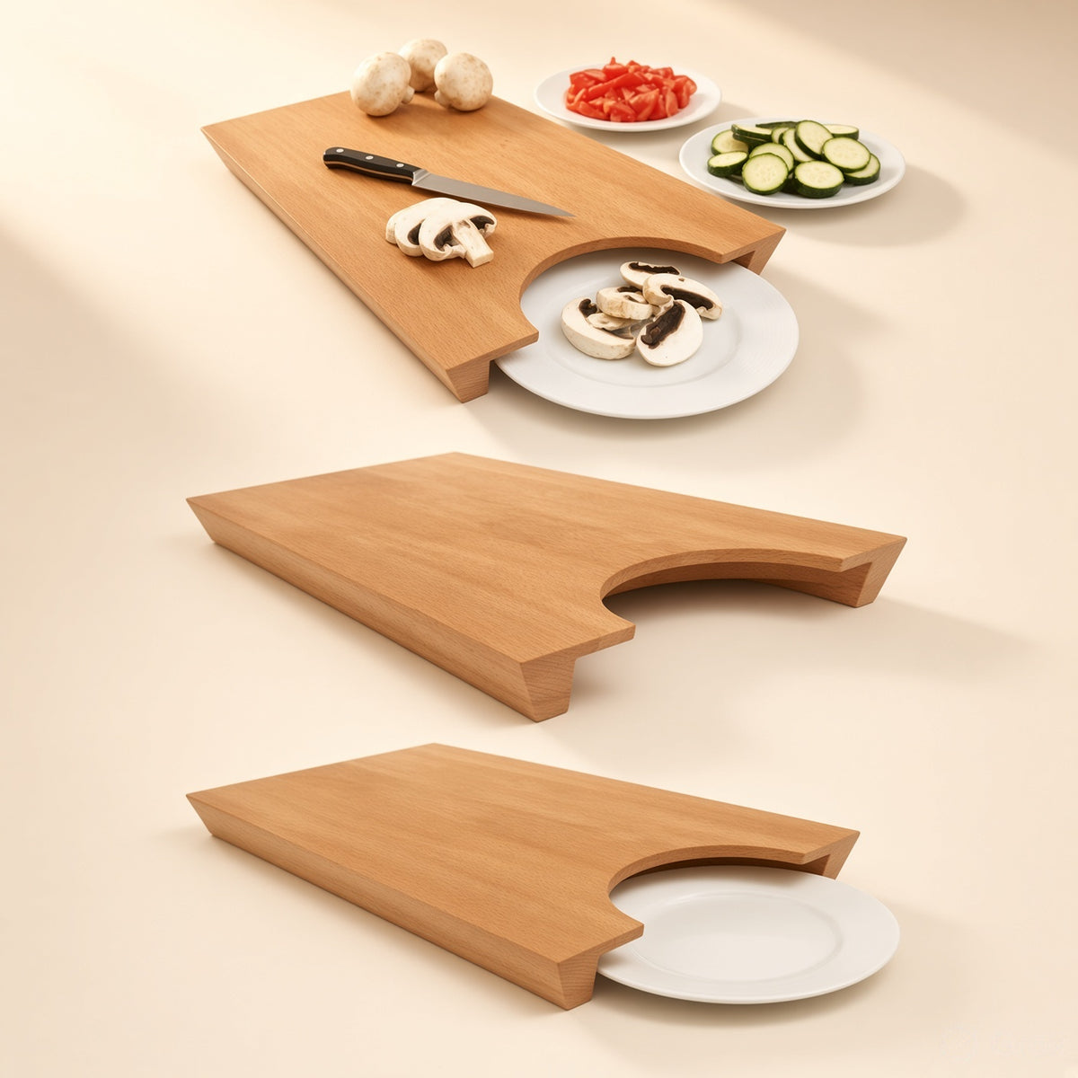 Wooden Chopping Board - Natural Rubberwood, Small/Large/With Serving Plate