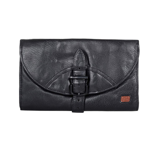 Men's Black Leather Toiletry Bag