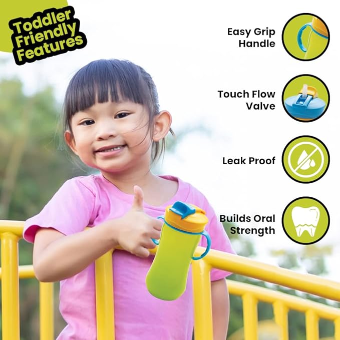 Baby Sipper Cup with Straw Leak-Proof, Dual Handle, Flip-Top Lid