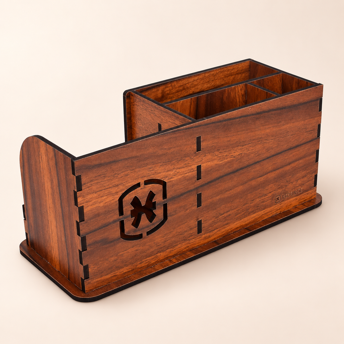 Wooden Desk Organizer - Pen & Mail Holder, Large/Small, Light Brown/Brown