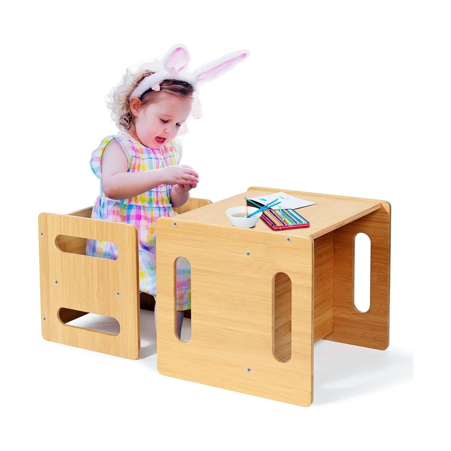 Wooden Folding Table and Chair Set for Toddlers Suitable for 2 to 10 Years