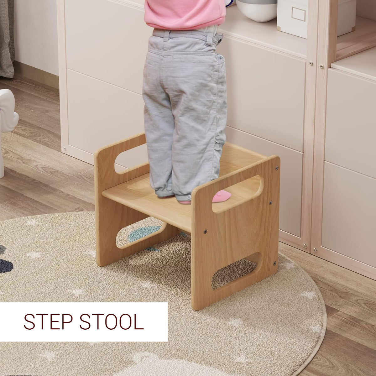 Kids Wooden Table & Chair Set - Sturdy Bolted Design, Brown or Beige