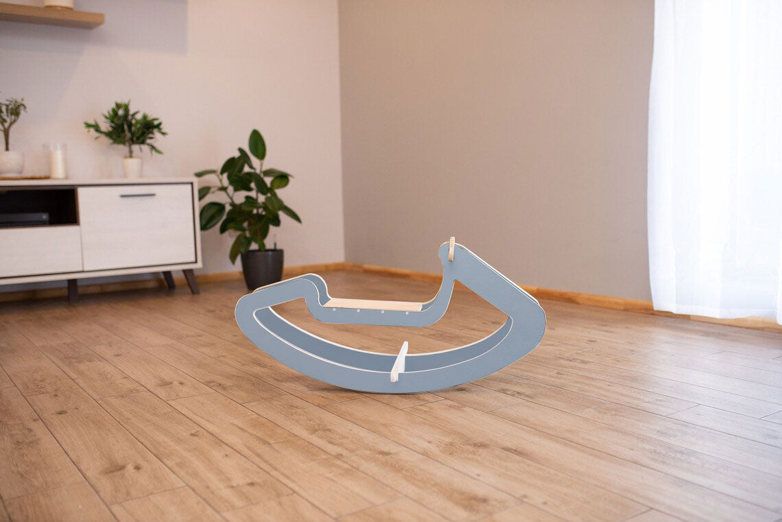 Wooden Rocking Horse for Kids - Birch Plywood, Pink/Blue, Sturdy Rocking Base
