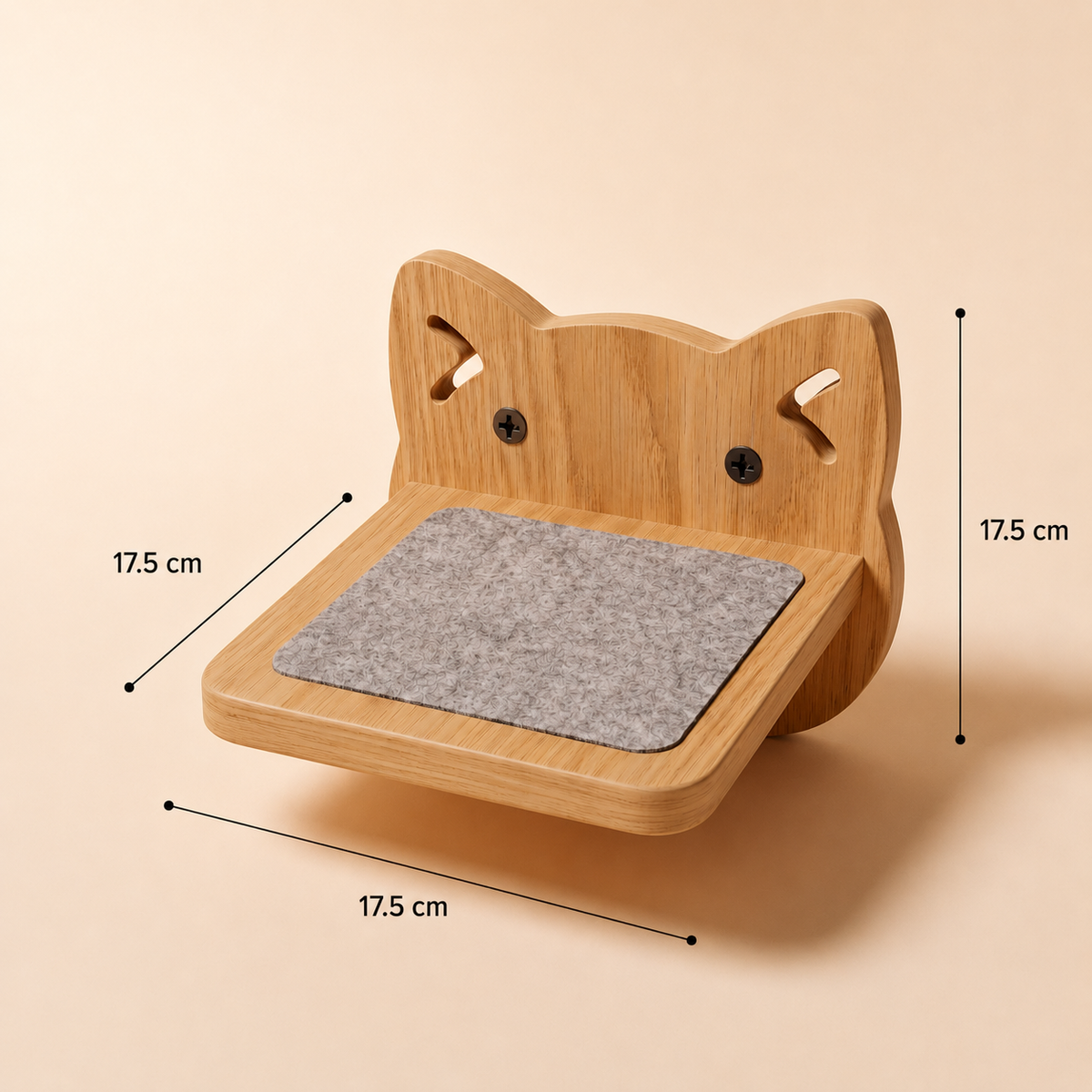 Wooden Wall-Mounted Cat Steps - Set of 4, Felt-Padded
