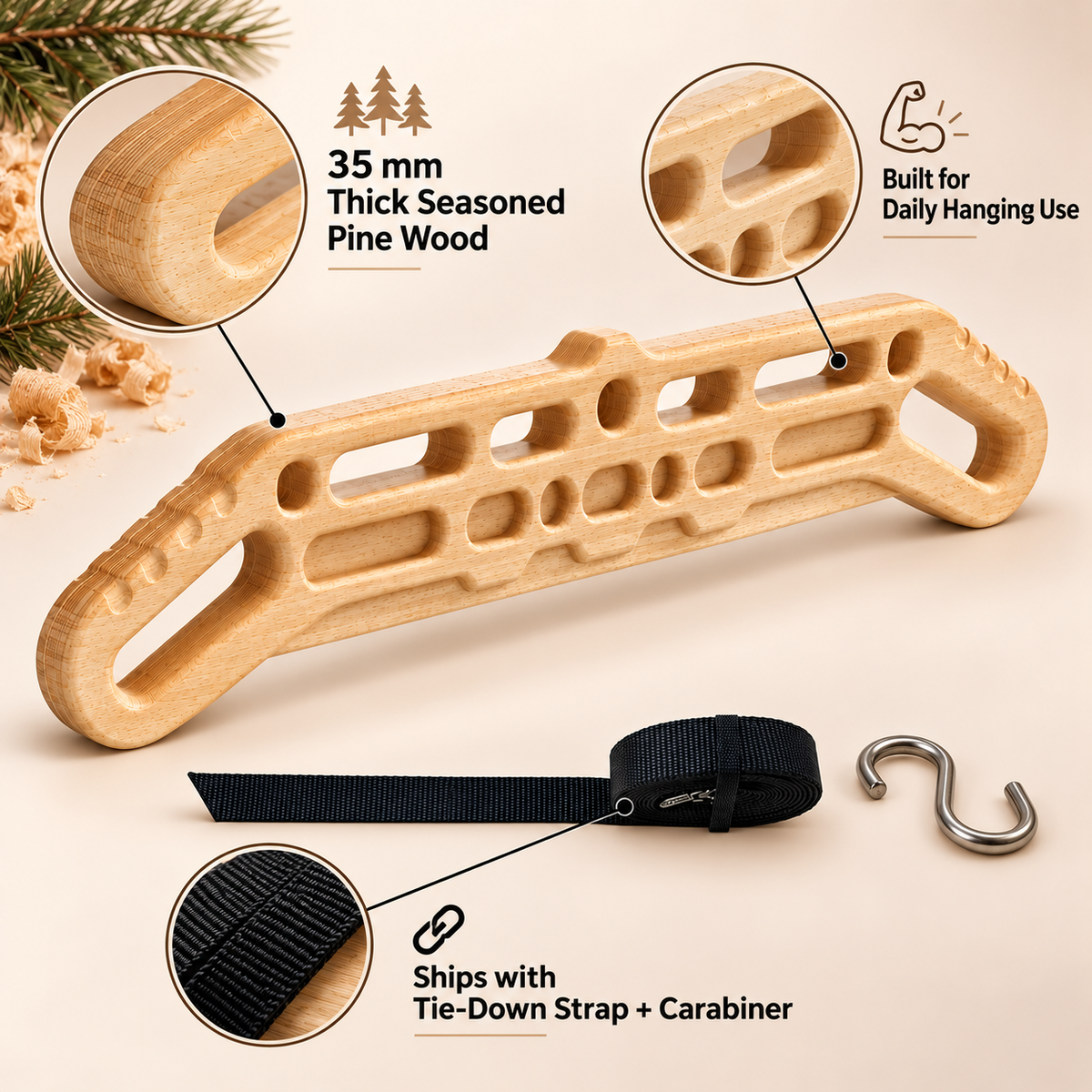 Wooden Hanging Board - Seasoned Pine, Large