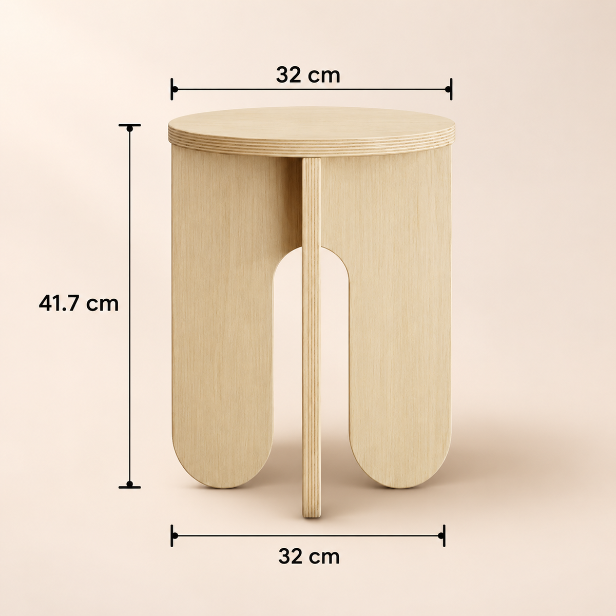 Wooden End Stool - Round-Top Side Table & Plant Stand, Large/Small