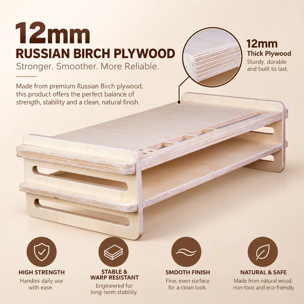 Wooden Monitor Stand - Design 2