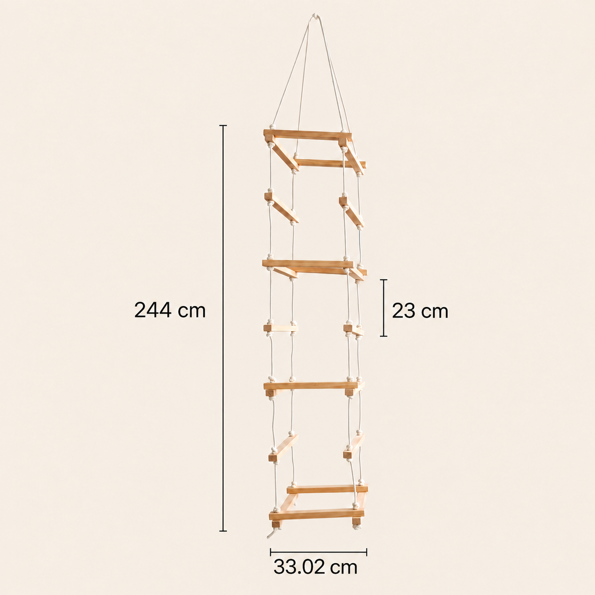 7-Step Wooden Square Climbing Ladder for Kids - Seasoned Pine, Wide Flat Rungs (Ages 4–10)