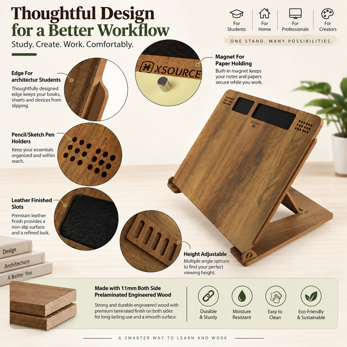 Wooden Drawing Board - All-in-One Foldable