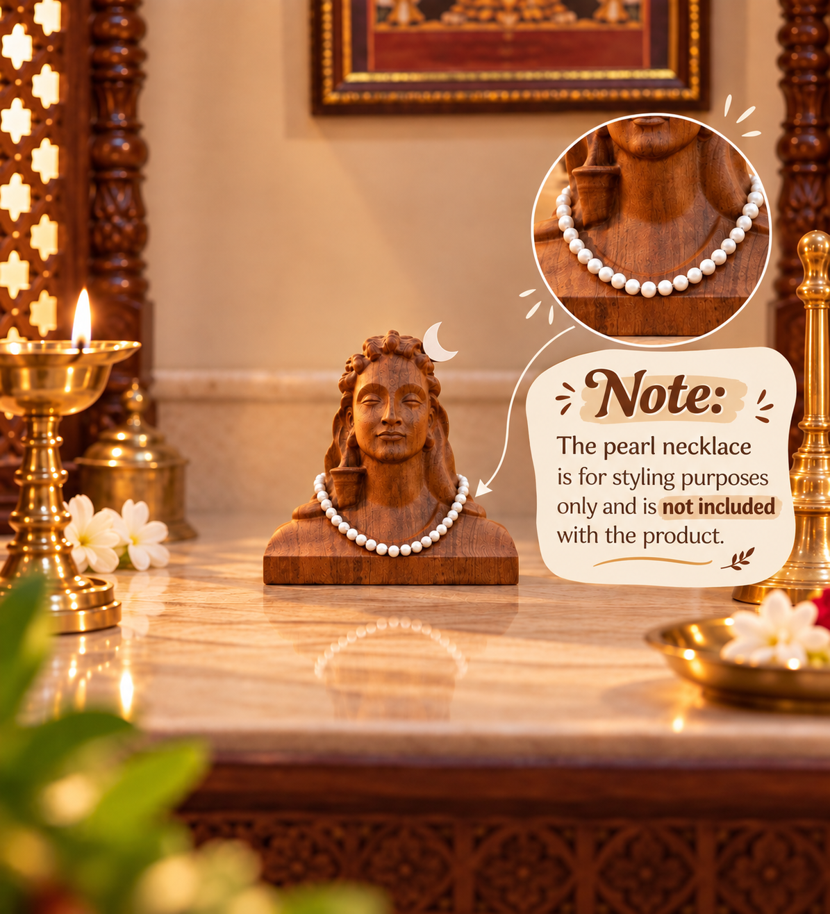 Wooden Adiyogi Shiva Decor Statue - Hand-Carved Burmese Teak