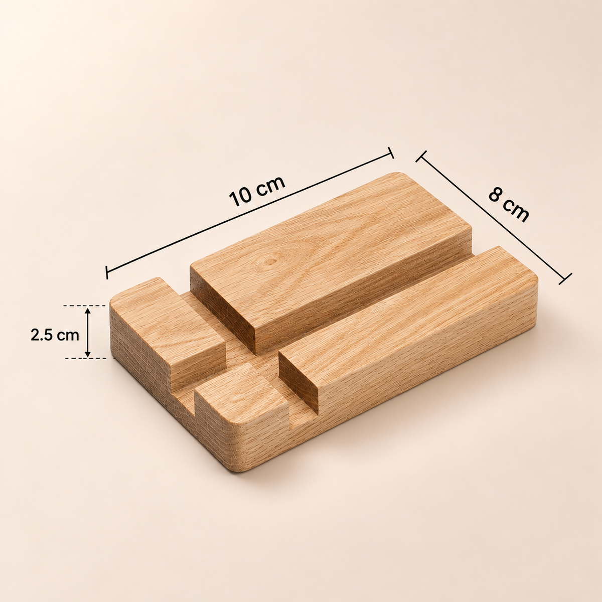Wooden Magnetic Desk Stand - Laptop Stand, Mobile Holder & Cord Organizer