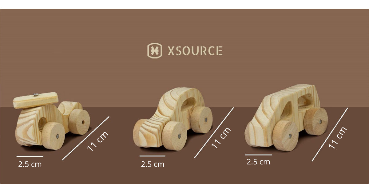 Natural Wooden Car, Van & Helicopter Toys Safe, Eco-Friendly, Educational Toy Set for Toddlers