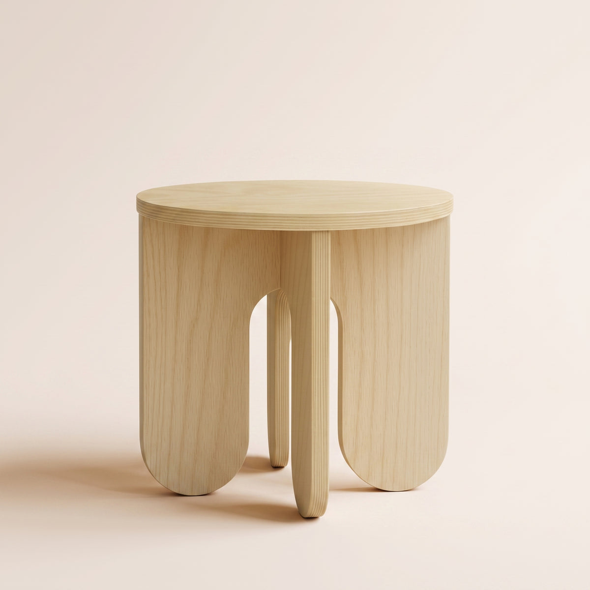 Wooden End Stool - Round-Top Side Table & Plant Stand, Large/Small