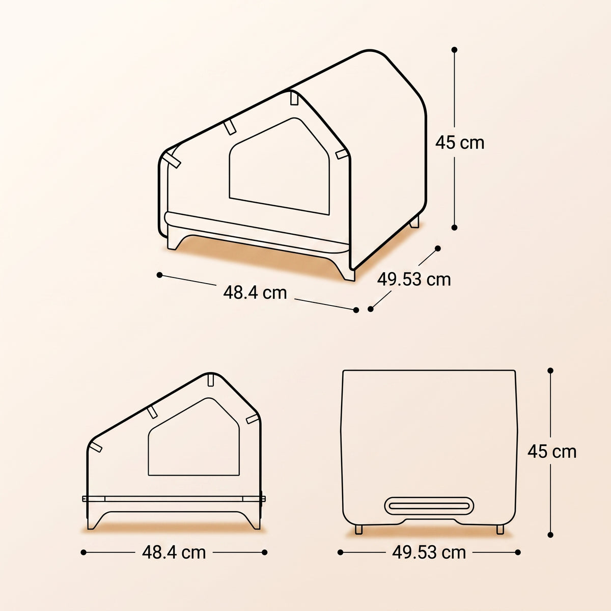 Wooden Pet House - New Design, Compact with Carpet Roof & Cushion