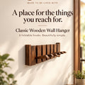 Classic Straight Wooden Wall Hanger - 6 Hooks, Old Burmese Teak