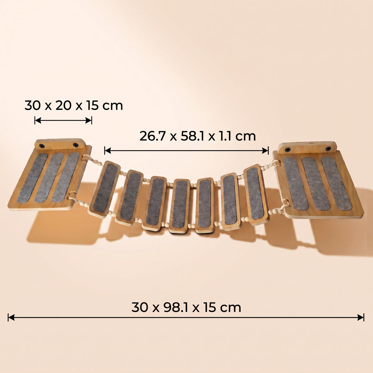 Wooden Cat Wall Furniture Set - All-in-One (Post, Steps, Bridge & Feeder)