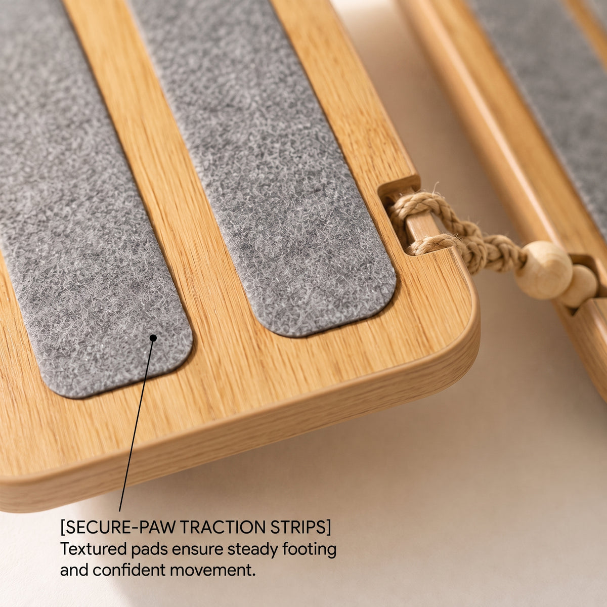 Wooden Wall-Mounted Cat Bridge - Burmese Teak, Non-Slip Felt Pads
