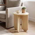 Wooden End Stool - Round-Top Side Table & Plant Stand, Large/Small