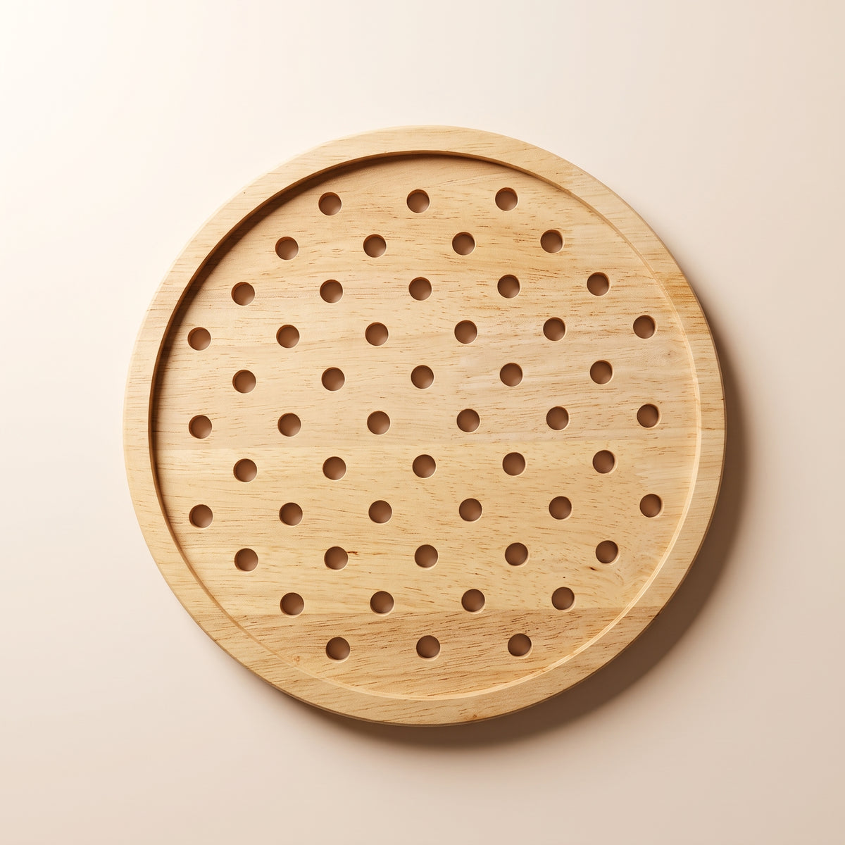 Wooden Roti Tray - Natural Rubberwood, Round or Line Design