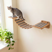 Wooden Wall-Mounted Cat Bridge - Burmese Teak, Non-Slip Felt Pads