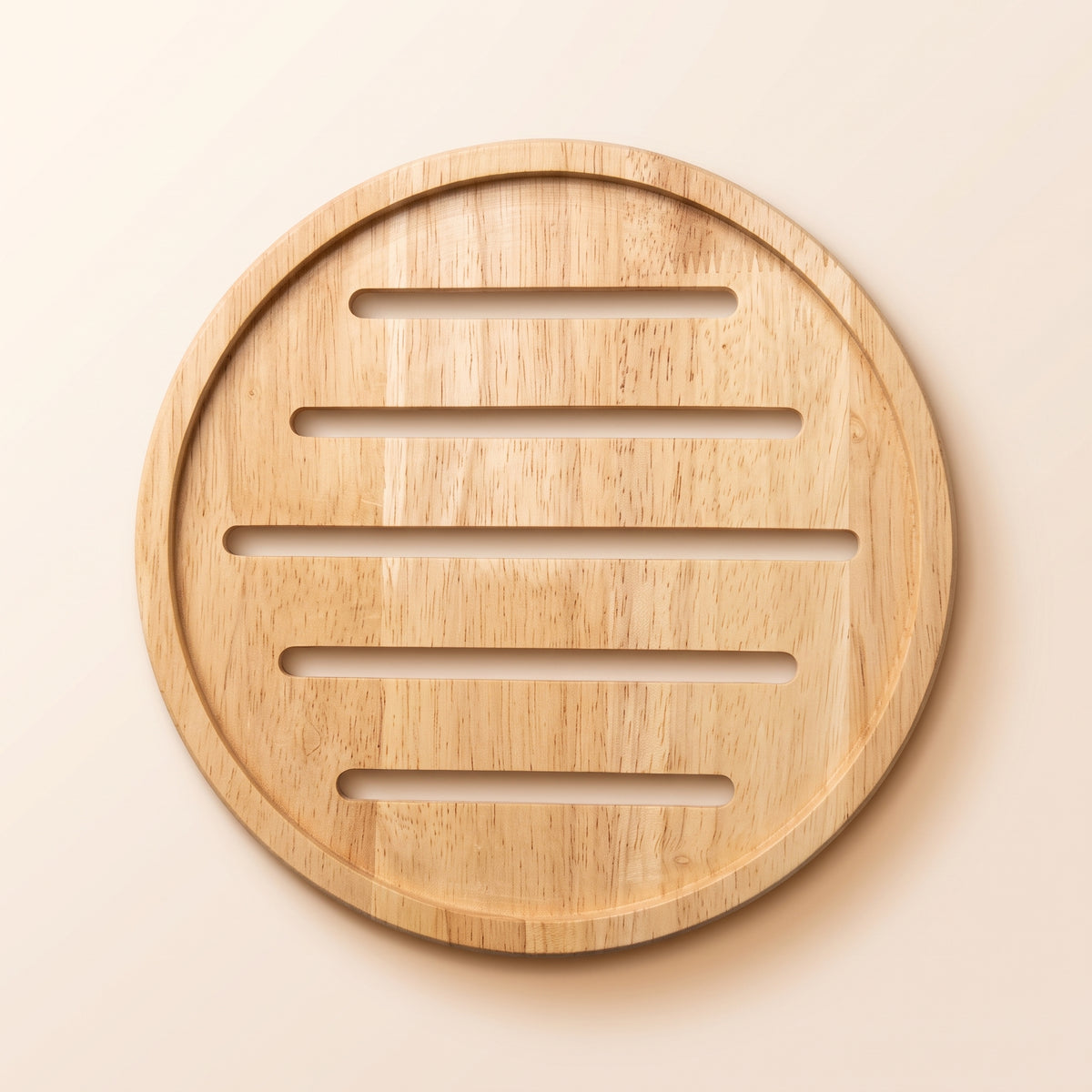 Wooden Roti Tray - Natural Rubberwood, Round or Line Design