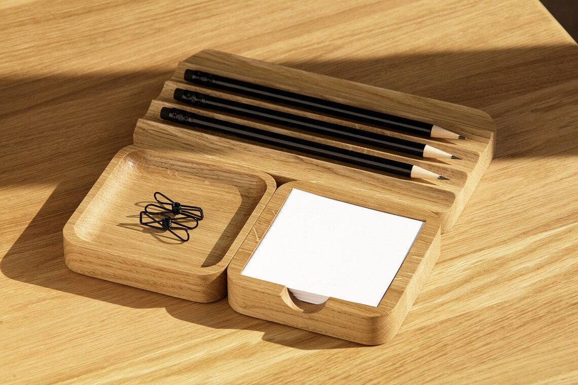 Wooden Desk Organiser Tray with Compartments - Design 4 (Modular Set)