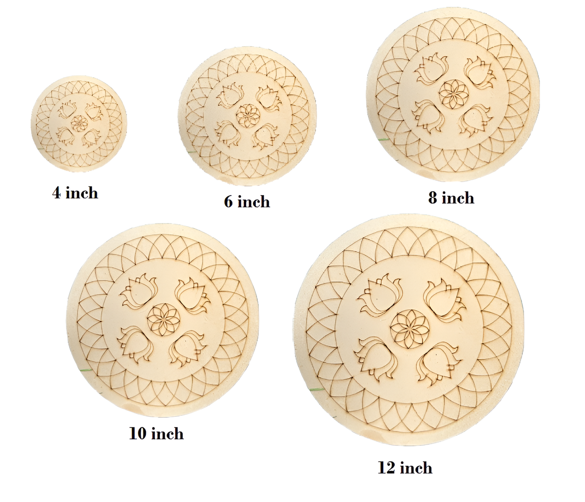 Wooden Mandala Decorative Plates - Set of 2, 5 Sizes