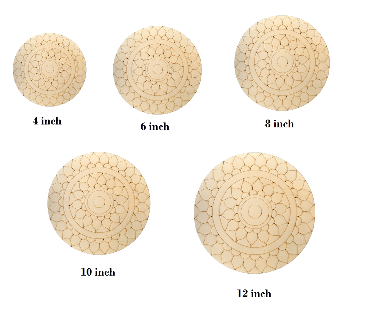 Wooden Mandala Decorative Plates - Set of 2, 5 Sizes